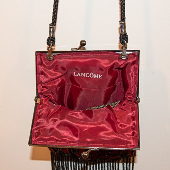 Lancome Evening Cross Body or clutch bag  Red with black beading - Picture 2 of 4